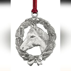 Seagull Pewter, Horse wreath ornament. Satin finish. Gift boxed. NIB